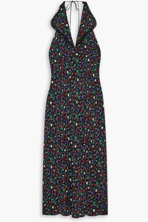 RIXO London Sabrina ruffled printed voile halterneck maxi dress