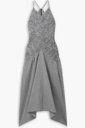 Proenza Schouler Asymmetric gingham seersucker midi dress