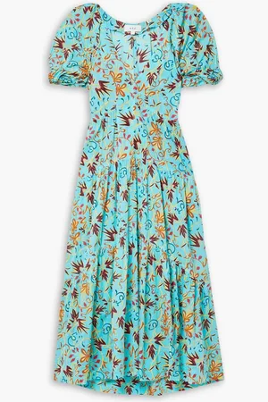 A.L.C. Carmela tiered printed cotton-voile midi dress - Blue