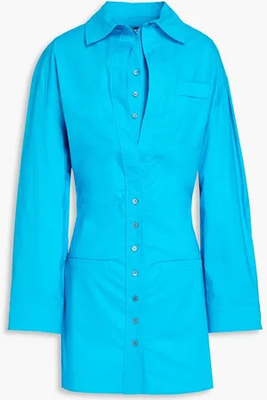 Jacquemus Baunhilha layered cutout cotton-poplin mini shirt dress - Blue