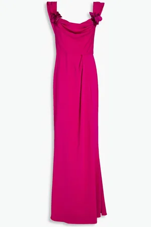 Marchesa Notte Appliquéd draped crepe gown