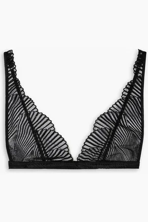 Coco De Mer Athena satin-trimmed embroidered tulle soft-cup triangle bra