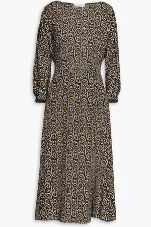 Claudie Pierlot Cutout printed crepe de chine midi dress