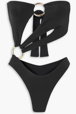 Louisa Ballou Strapless embellished cutout swimsuit