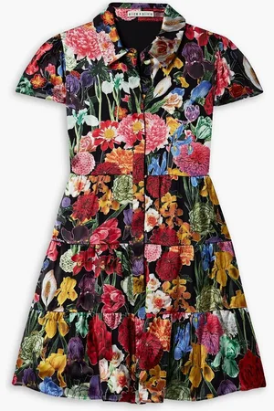 ALICE+OLIVIA Alice Olivia - Meeko tiered floral-print satin and crepe de chine mini dress