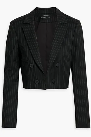 ALICE+OLIVIA Alice Olivia - Mya cropped pinstriped twill blazer