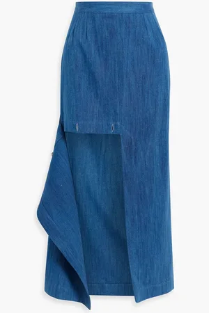 PALMER / HARDING Inhale asymmetric denim maxi skirt - Blue
