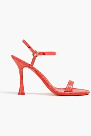 By Far Mia croc-effect leather sandals - Orange