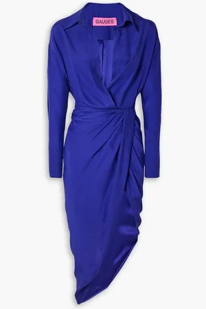 GAUGE81 Puno asymmetric draped silk-satin dress - Blue