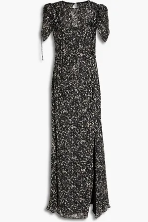 Ml Monique Lhuillier Gathered floral-print jacquard maxi dress