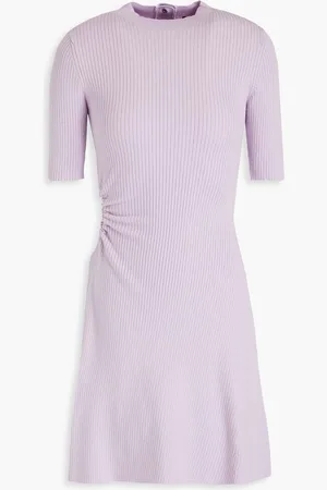 Maje Cutout ribbed-knit mini dress - Purple