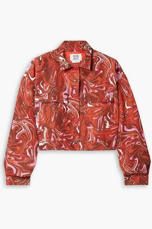 Maisie Wilen Club cropped printed shell jacket - Red