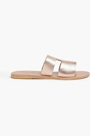 Ancient Greek Sandals Apteros cutout metallic leather slides - Metallic