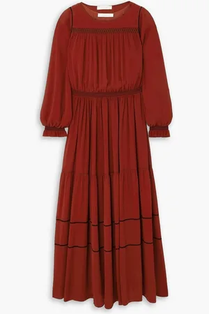 See by Chloé Embroidered georgette maxi dress - Red