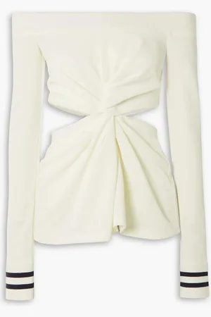 J.W.Anderson Off-the-shoulder cutout twisted jersey top - White