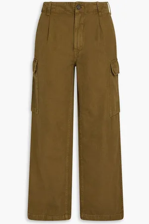 NILI LOTAN Cotton and linen-blend twill cargo pants - Green