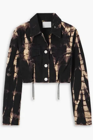 DION LEE Cropped fringed printed denim jacket