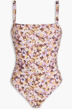 FAITHFULL THE BRAND La Barca floral-print stretch-ECONYL® swimsuit - Purple