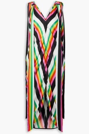 Christopher John Rogers Patio ruched striped twill midi dress
