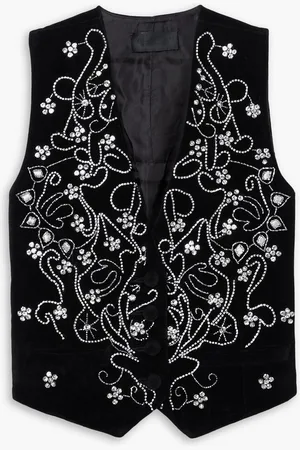 NILI LOTAN Guillaume crystal-embellished velvet vest
