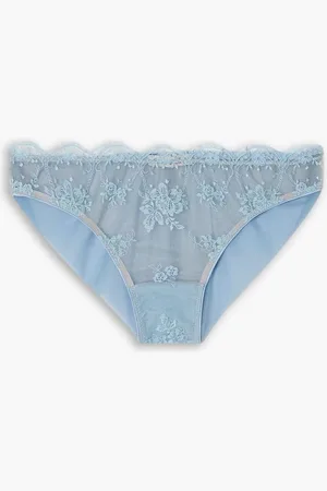 I.D. Sarrieri Serendipity embroidered tulle Brazilian briefs - Blue