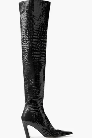 Khaite Marfa croc-effect leather over-the-knee boots