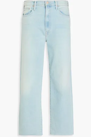 Mother Cropped high-rise straight-leg jeans - Blue