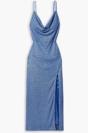 In the Mood for Love Yuna draped sequined tulle gown - Blue