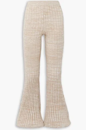Rowen Rose Wavy cropped ribbed cotton flared pants - Neutral