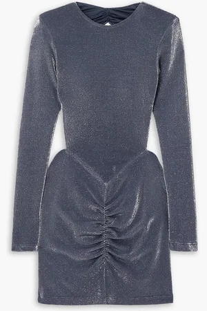 ROTATE Ivonka open-back metallic jersey mini dress - Blue