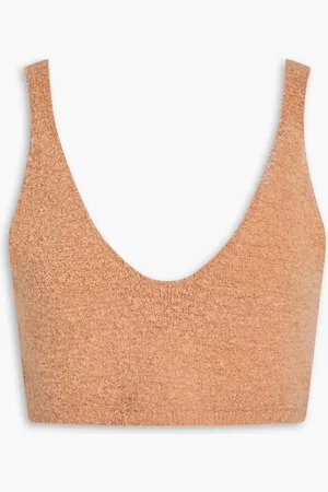 Nanushka Zosia bouclé-knit merino wool-blend bra top - Brown