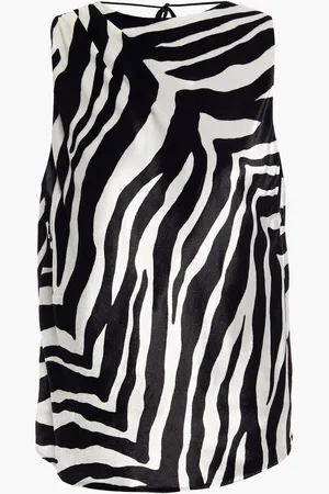 Michelle Mason Open-back zebra-print velvet top