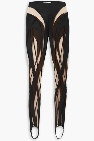 MUGLER Carryover stretch-jersey and tulle stirrup leggings