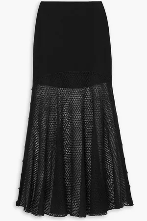 Chloé Crochet-paneled wool-blend maxi skirt
