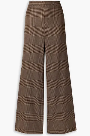 ALICE+OLIVIA Alice Olivia - Deanna Prince of Wales checked recycled-jacquard flared pants - Brown