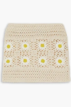 Alanui Daisy crocheted cotton mini skirt - Neutral