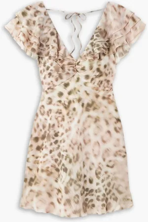 ROTATE Ruffled leopard-print chiffon mini dress