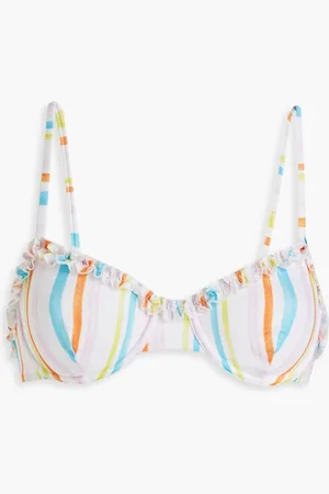Solid The Daphne ruffled striped bikini top