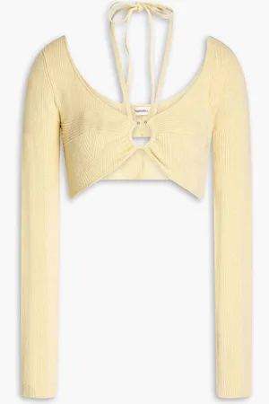 Nanushka Amra cropped cotton-blend chenille top - Yellow