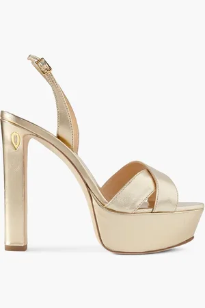 Jennifer Chamandi Leonardo 130 metallic leather platform slingback sandals - Metallic