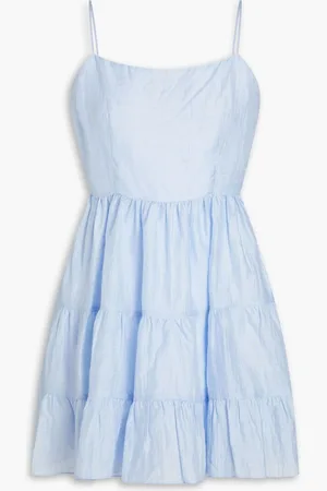 Sandro Tiered linen-blend mini dress - Blue