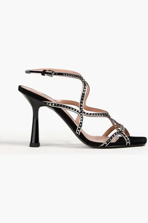 Alberta Ferretti Crystal-embellished suede sandals