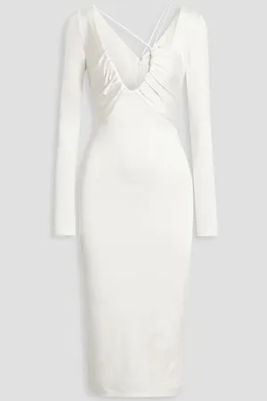 ET OCHS Bella ruched satin-jersey midi dress - White