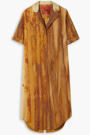 Thebe Magugu Oxidized wool shirt dress - Brown
