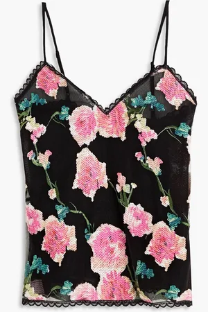 Anna Sui Sequin-embellished tulle camisole