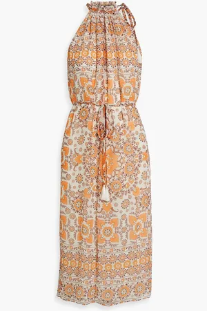 Joie Marietta printed silk-georgette midi dress - Orange
