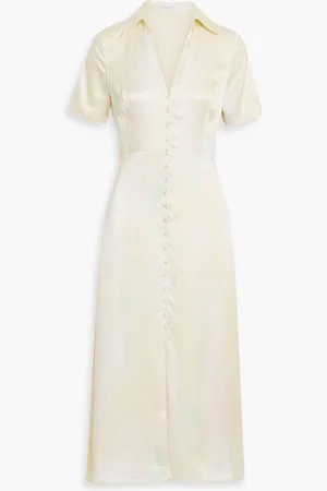 Equipment Balisa tie-dyed washed-silk midi shirt dress - Yellow