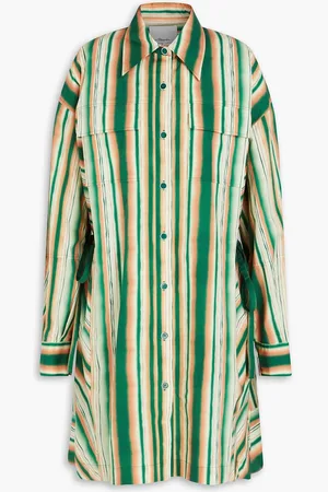 3.1 Phillip Lim Striped cotton-poplin mini shirt dress - Green