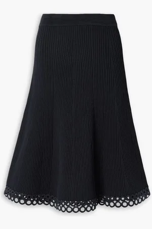 Simkhai Livina embellished ribbed-knit midi skirt - Blue