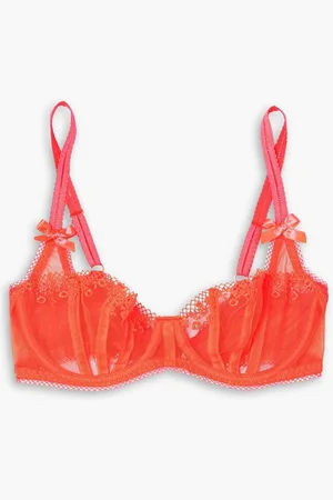 Agent Provocateur Florina embroidered tulle underwired balconette bra - Orange
